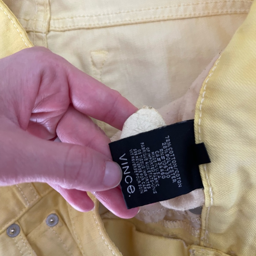 Vince Tie Dyed Yellow Skinny Jeans Distressed Mid Rise Size 28 - Picture 5 of 5